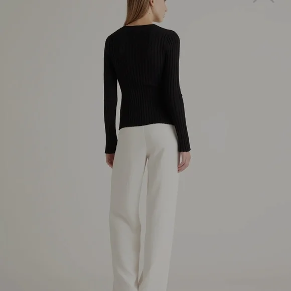 Quince Black Ribbed Long Sleeve Top - Picture 3 of 6